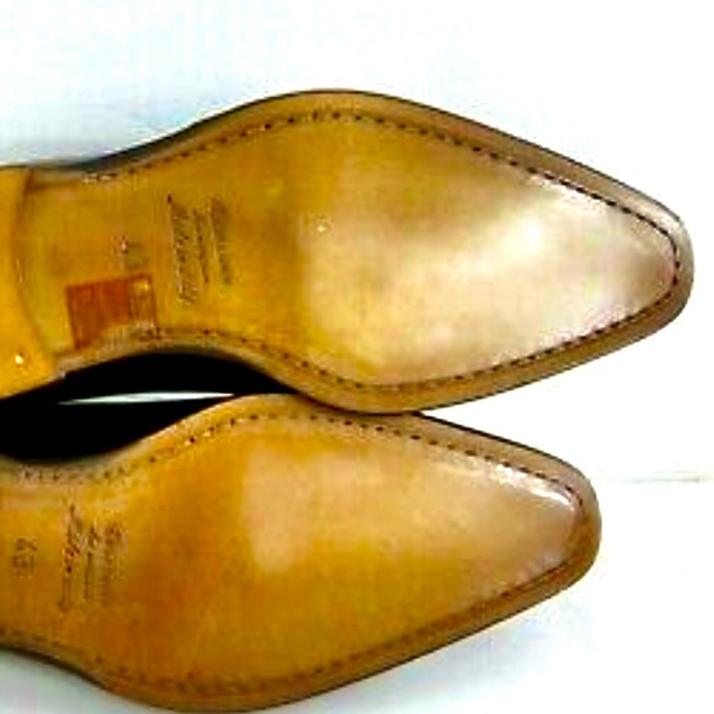 Handcrafted Italy Jose Real  Crust Nero Brogues 10.5 Wingtips Black - Picture 8 of 15